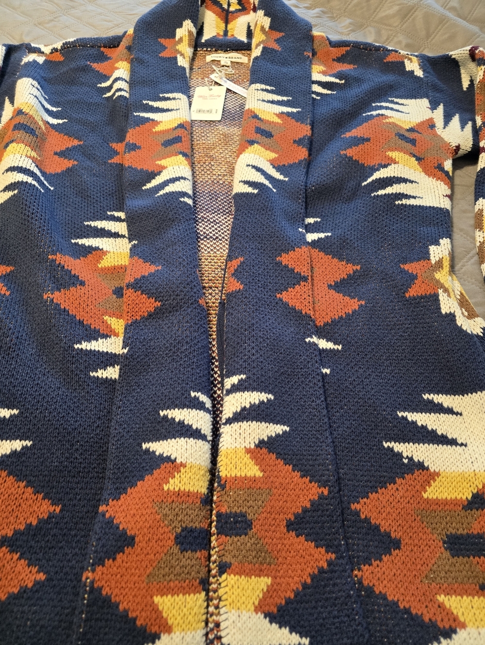 New Lucky Brand Southwestern Aztec-inspired cardigan sweater Size XL